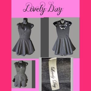 LOVELY DAY BRAND CHARCOAL GRAY ROMPER DRESS SKORT SIZE SMALL